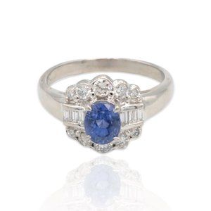 Platinum Diamond & Sapphire Ring